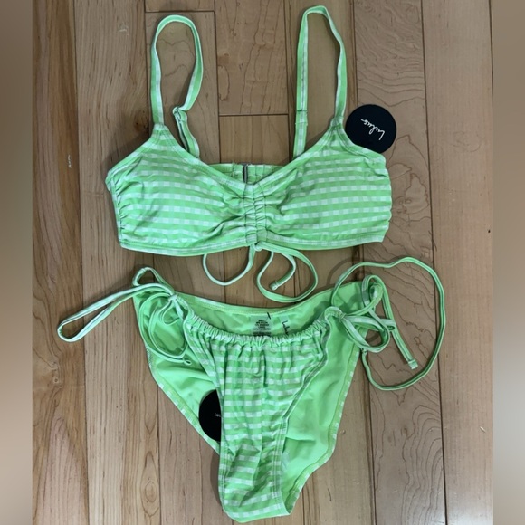 LULU’S CHECK YOURSELF OUT GREEN GINGHAM BIKINI - Picture 3 of 5